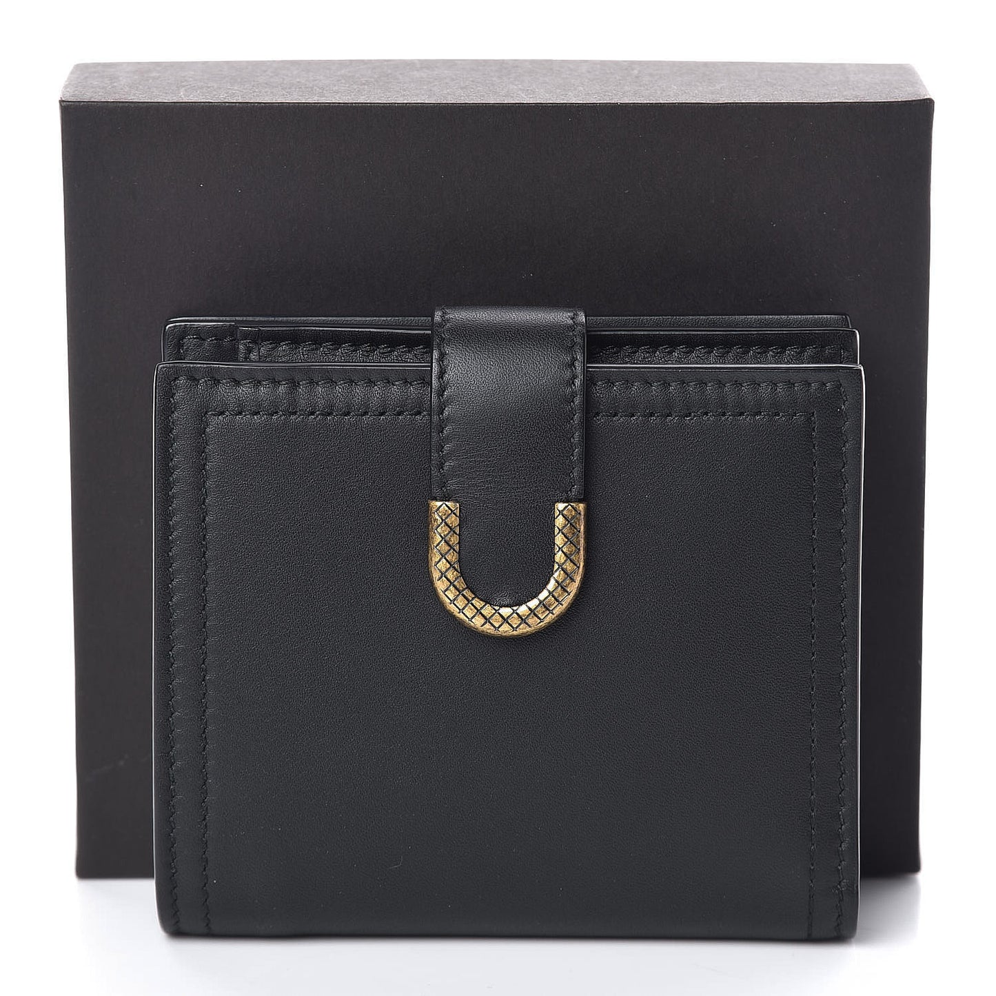 Nappa French Compact Wallet Black