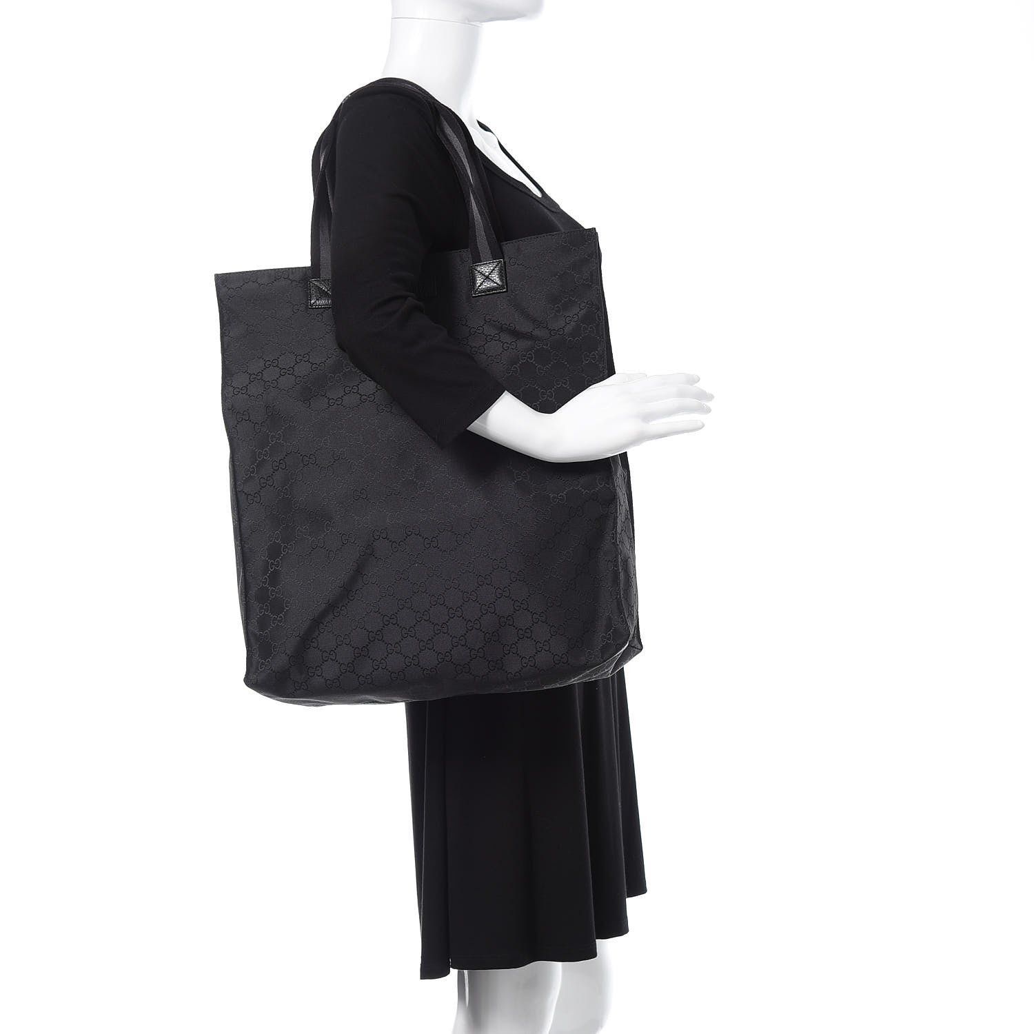 Gucci Nylon Monogram Vertical Tote Black 2 of 10