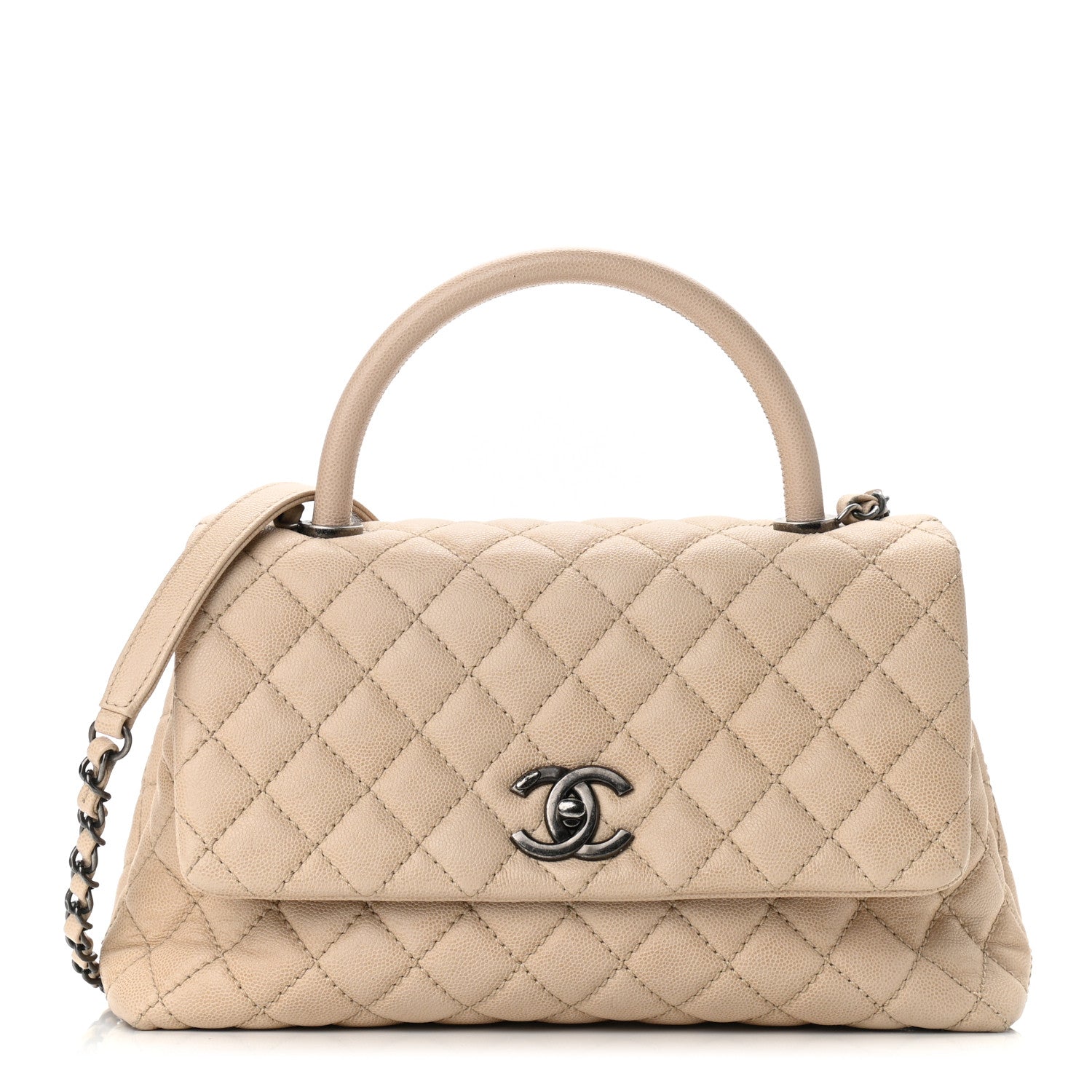 Chanel Caviar Quilted Small Coco Handle Flap Light Beige 1 of 11