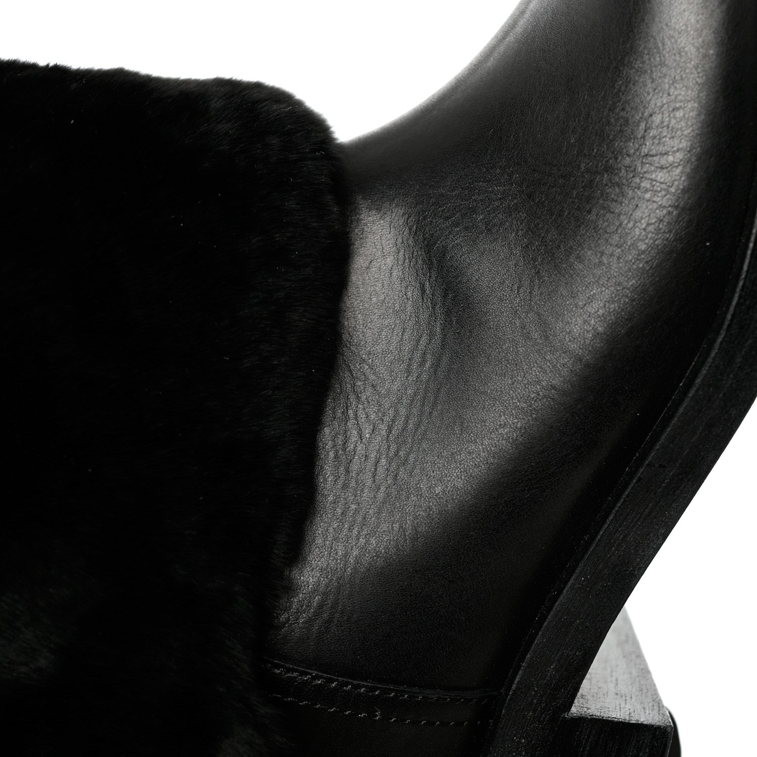 Chanel Fur Calfskin Fold Over Short Boots 39 Black 8 of 9