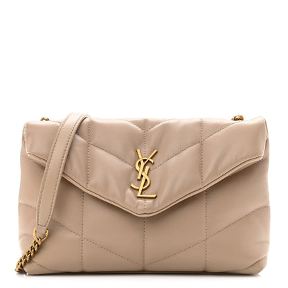 Saint Laurent Lambskin Quilted Toy Loulou Puffer Monogram Chain Satchel Nude Powder 1 of 11