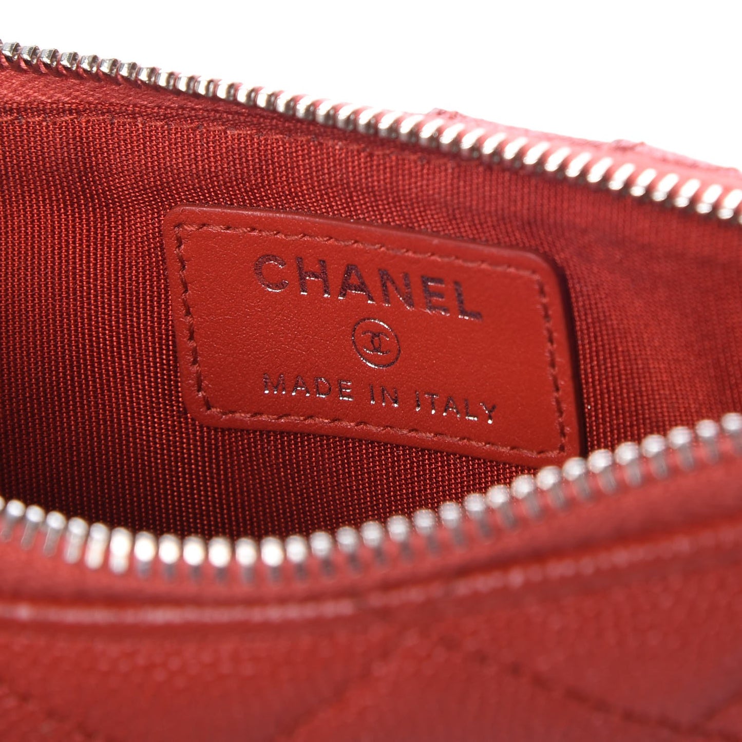 Caviar Quilted Flat Wallet Pouch Red