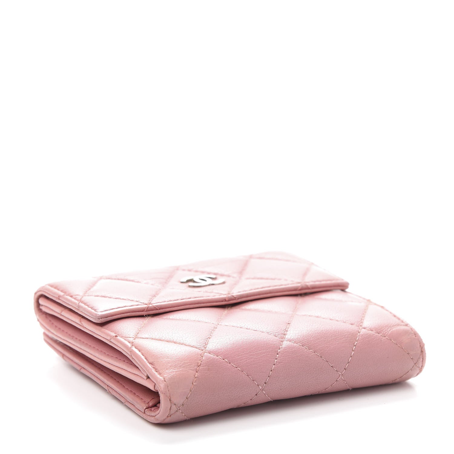 Chanel Lambskin Quilted Compact French Flap Wallet Pink 4 of 12
