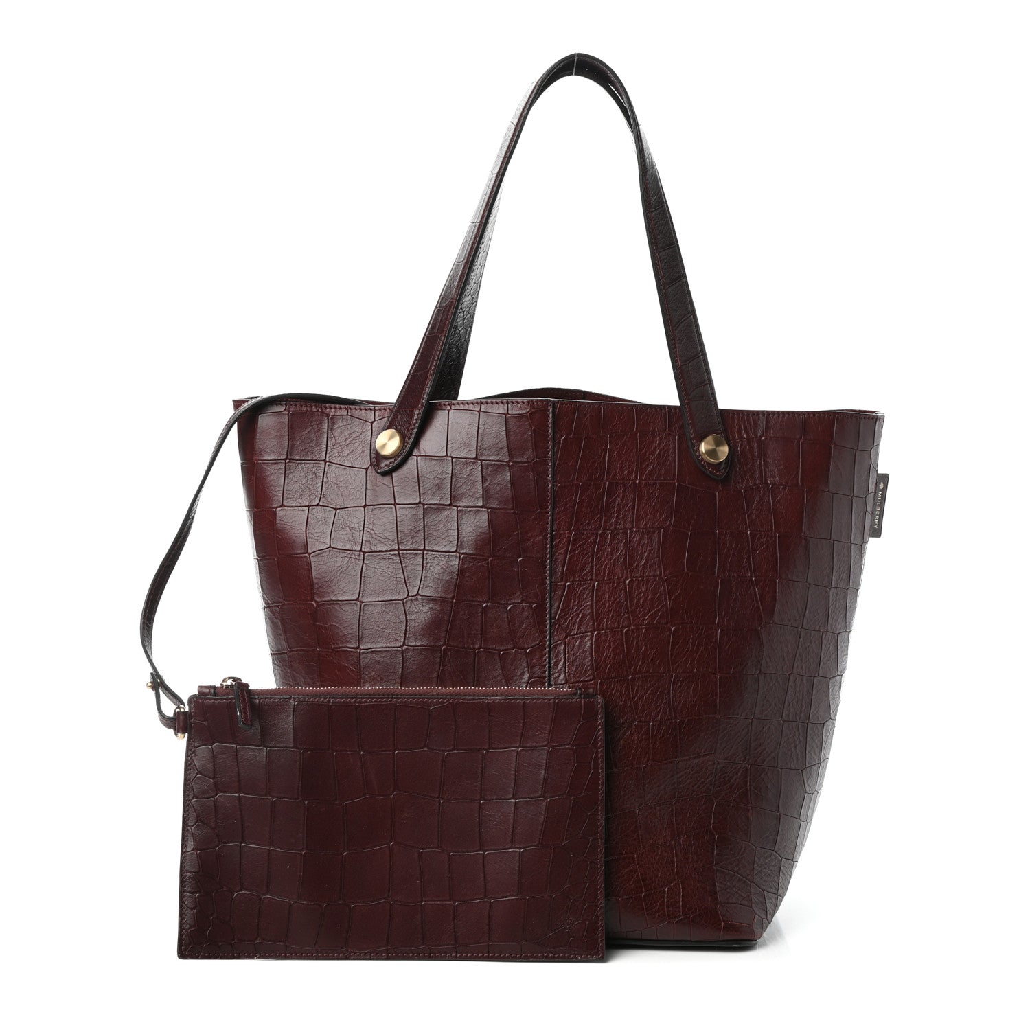 Mulberry Deep Calfskin Crocodile Embossed Kite Bucket Bag Oxblood 1 of 8