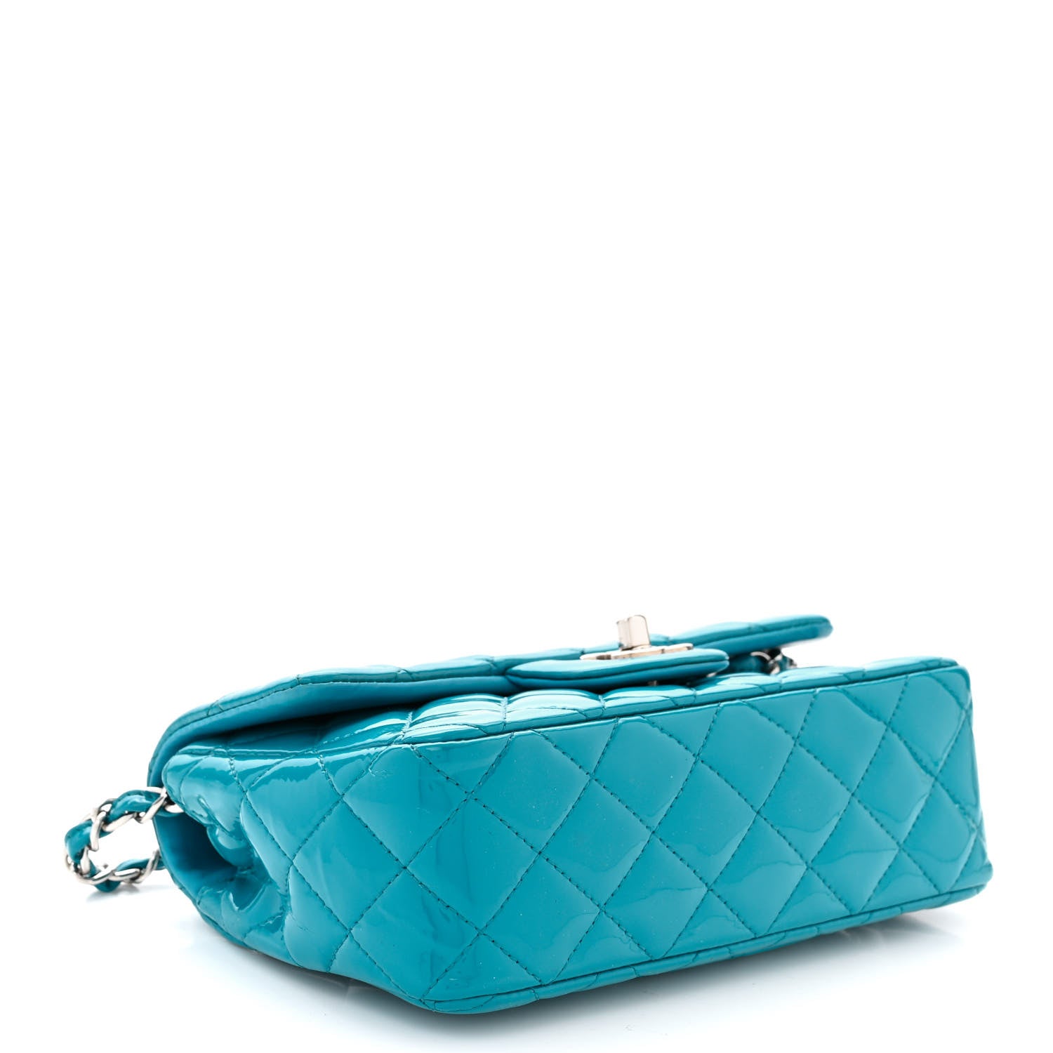 Chanel Patent Quilted Mini Rectangular Flap Turquoise 4 of 10