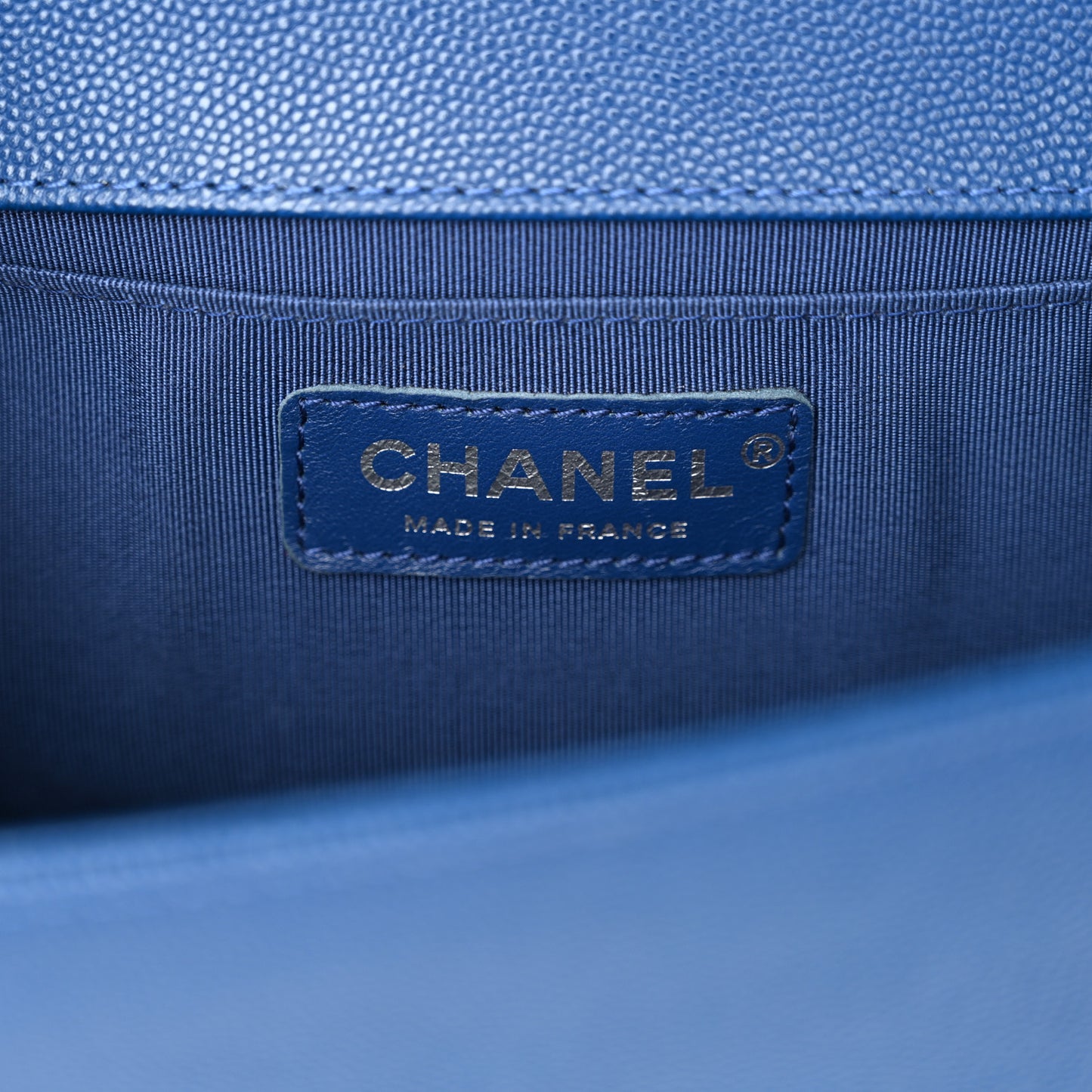 Caviar Quilted Medium Boy Flap Blue