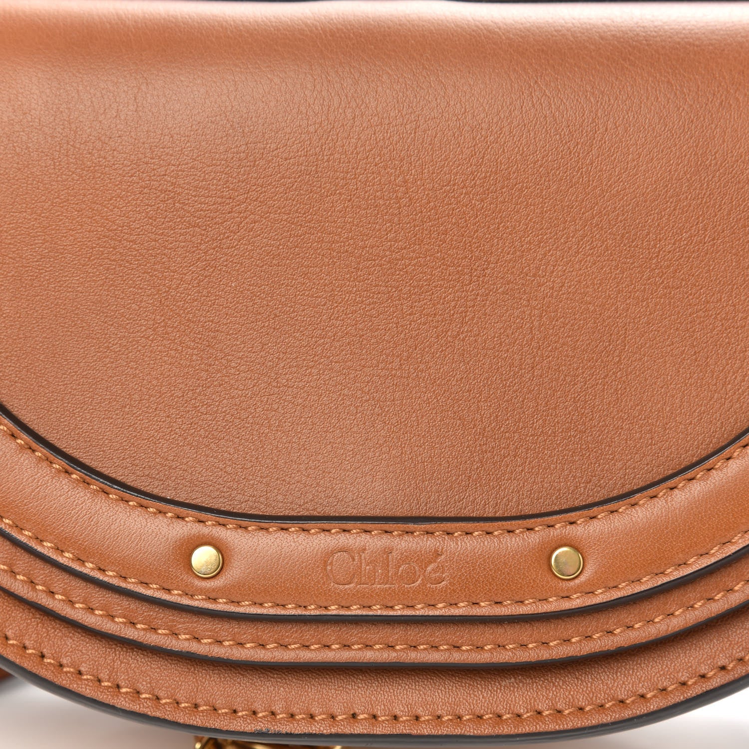 Chloe Calfskin Small Nile Bracelet Minaudiere Bag Caramel 9 of 10