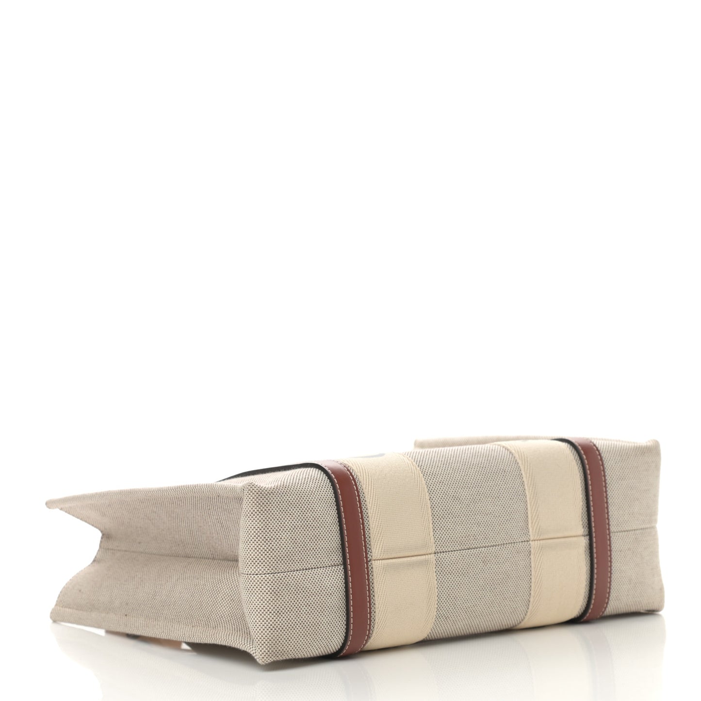 Cotton Calfskin Medium Woody Ribbon Tote White Brown