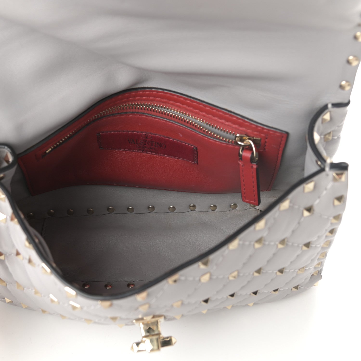 Valentino Garavani Nappa Medium Rockstud Spike Shoulder Bag Grey 5 of 9