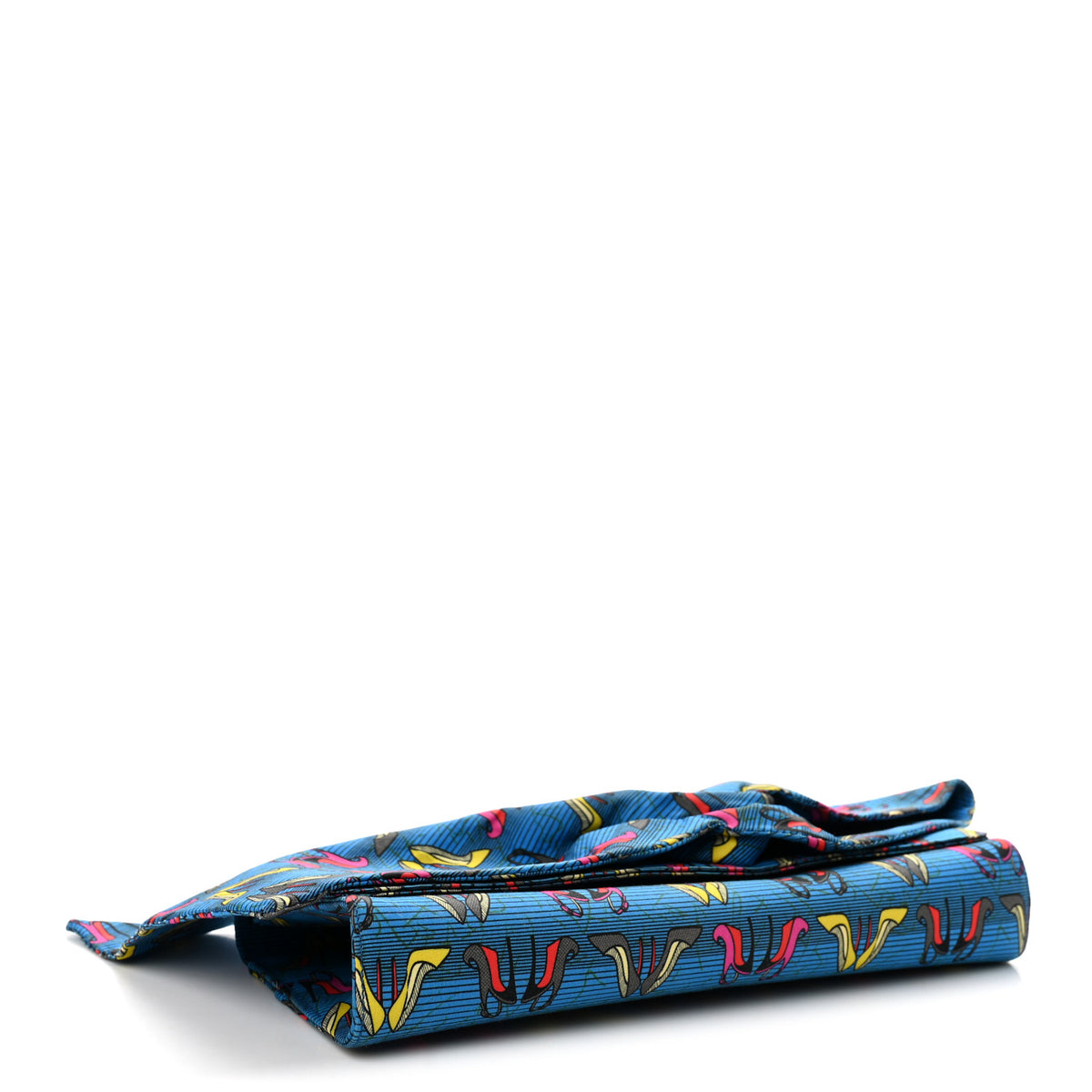 Cotton Canvas Afri Loubi Print Loubibow Clutch Blue