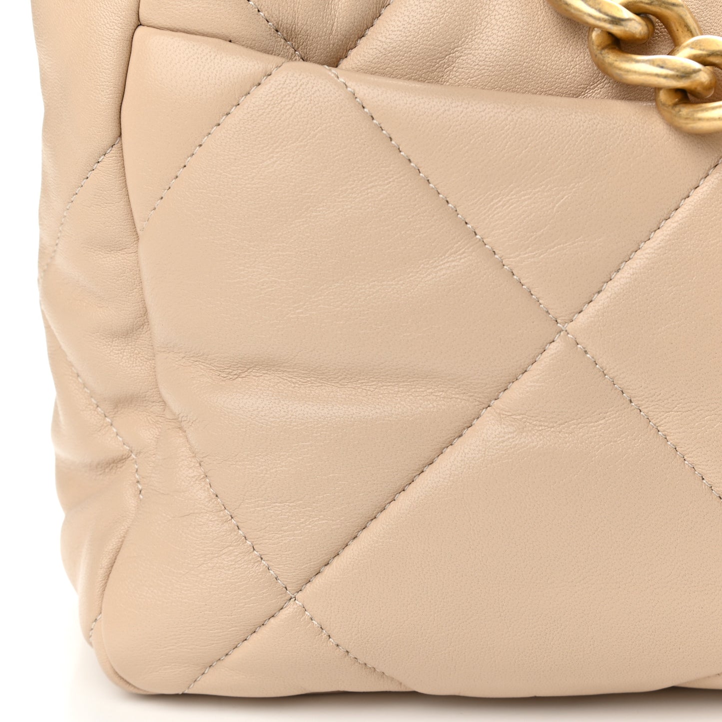 Lambskin Quilted Large Chanel 19 Flap Beige