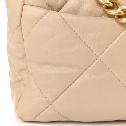 Chanel Lambskin Quilted Large Chanel 19 Flap Beige 11 of 13