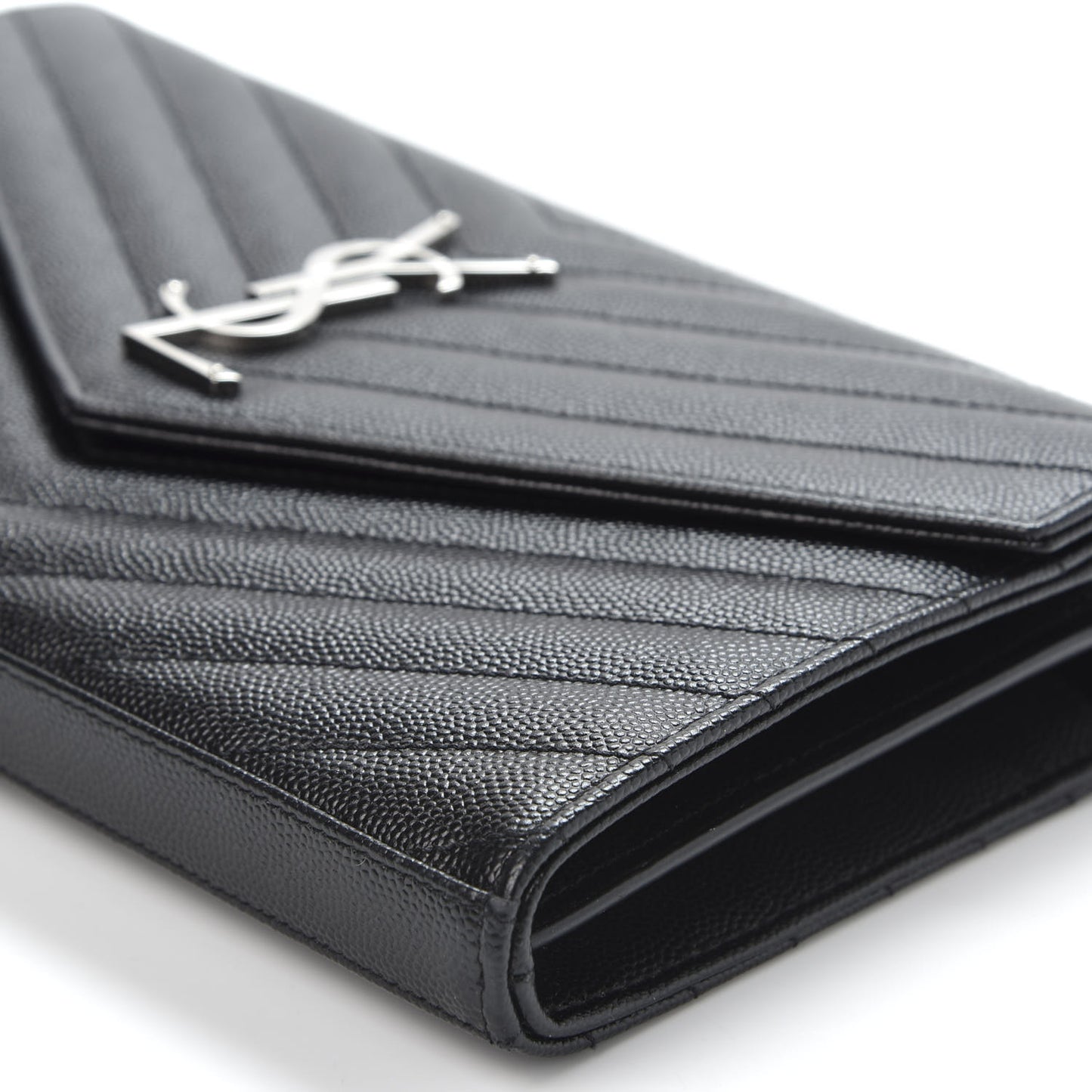 Grain De Poudre Matelasse Chevron Monogram Chain Wallet Black