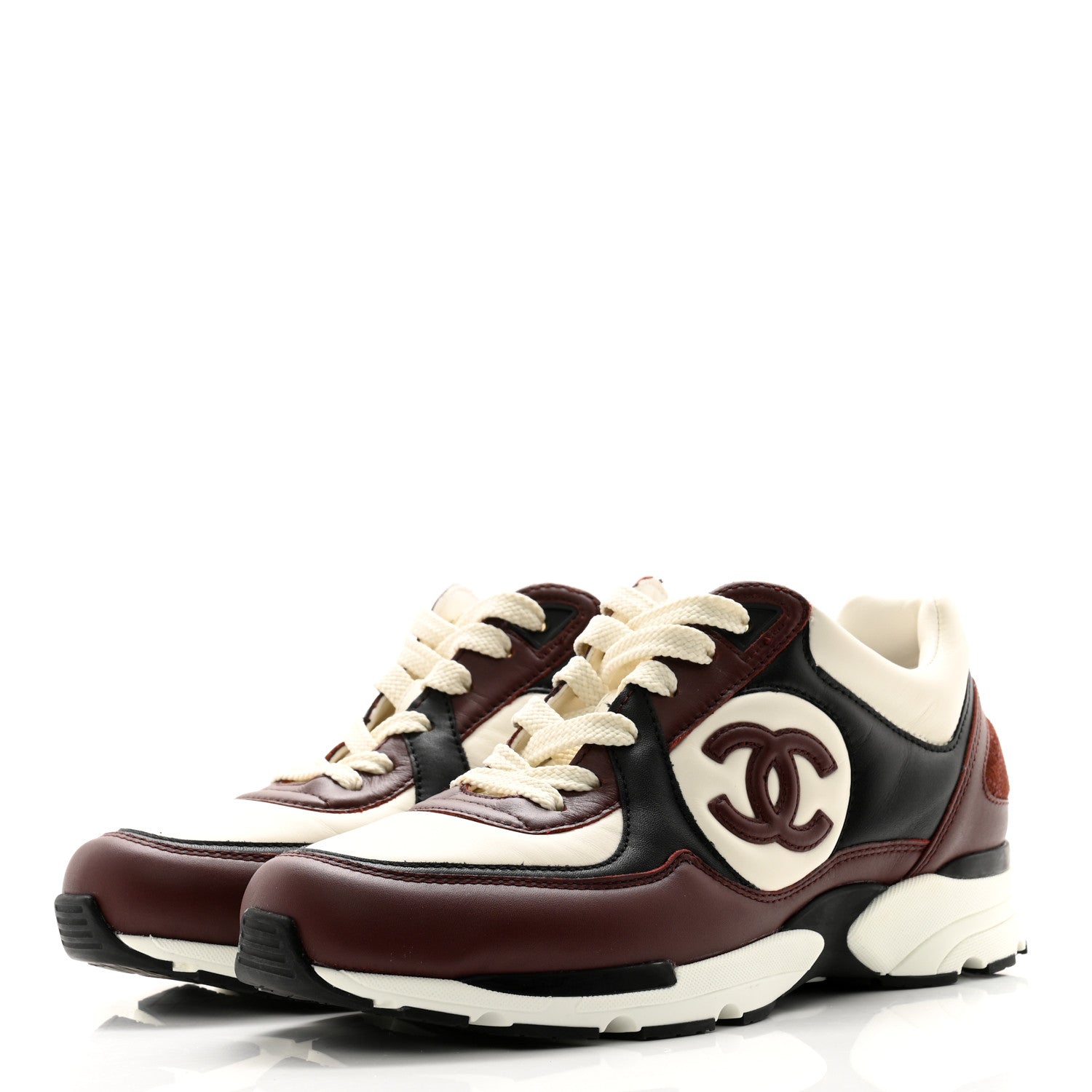 Chanel Calfskin CC Sneakers 38 Brown White Black 3 of 12