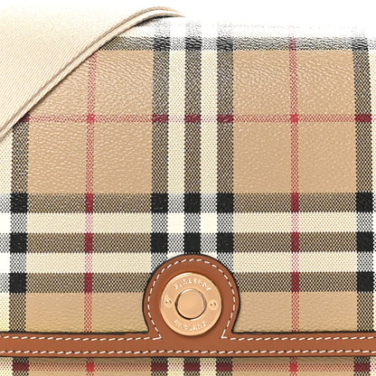 Burberry Coated Canvas Calfskin Vintage Check Medium Note Crossbody Bag Briar Brown 7 of 9