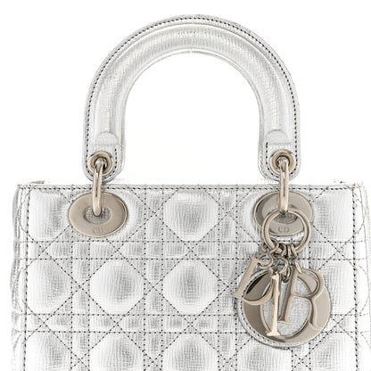 Christian Dior Metallic Grained Calfskin Cannage Small Lucky Badges My Lady Dior Silver 8 of 14