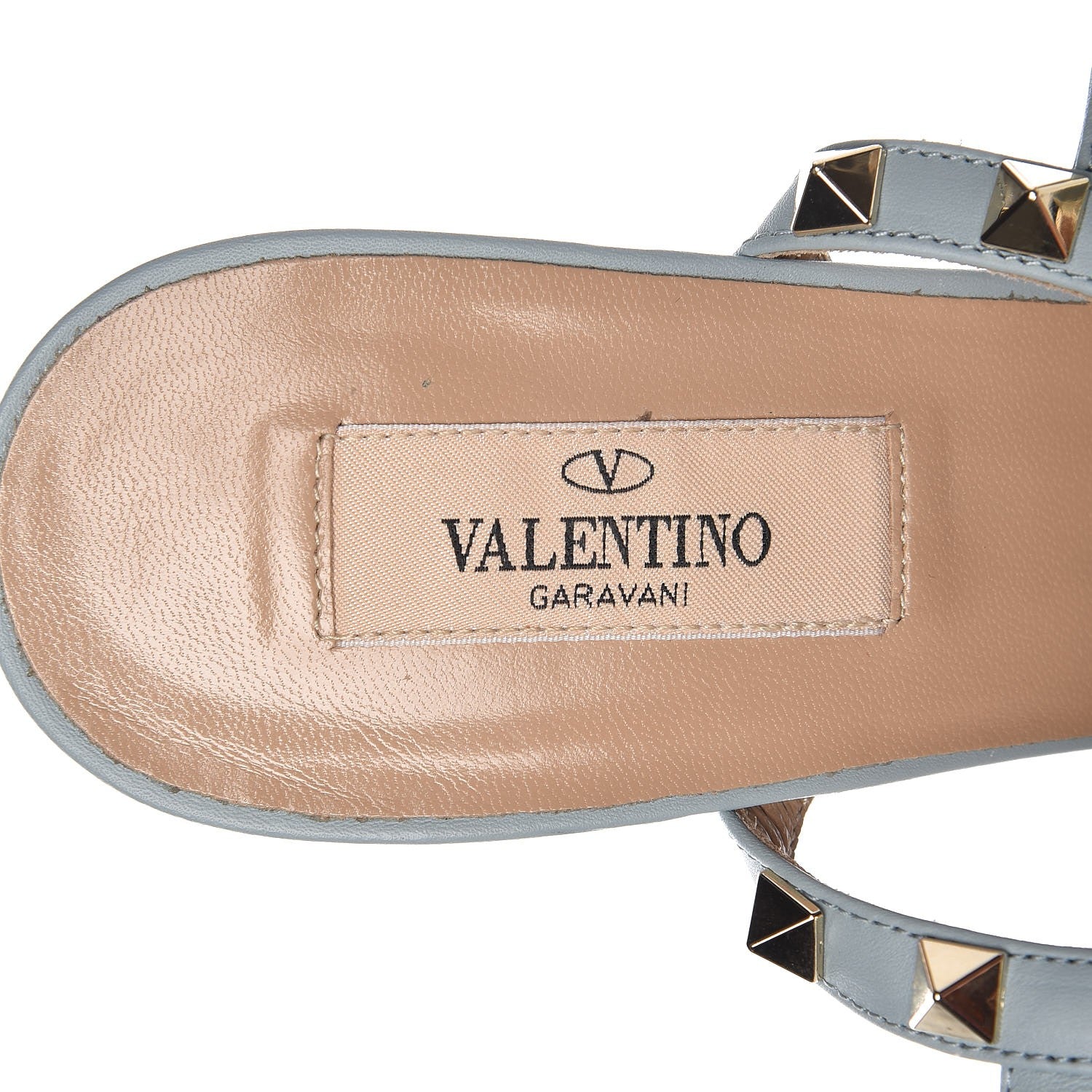 Valentino Garavani Pebbled Calfskin Rockstud Ankle Strap 65mm Pumps 38.5 Sky Sorbet 12 of 16