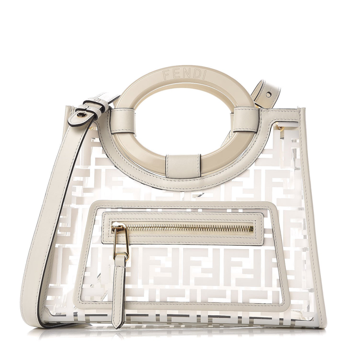TPU FF Vitello Century Plexiglass Small Runaway Shopper Tote White