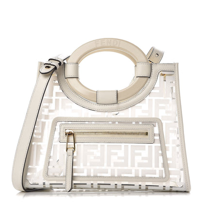 Fendi TPU FF Vitello Century Plexiglass Small Runaway Shopper Tote White 1 of 8
