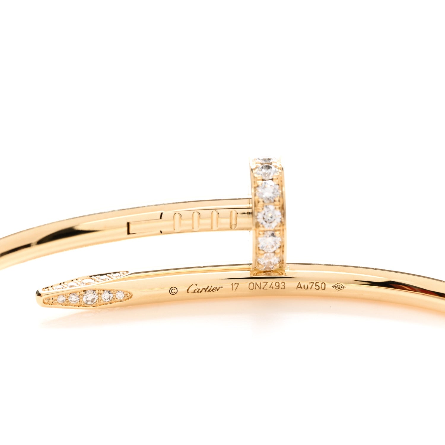 Cartier 18K Yellow Gold Diamond Juste Un Clou Bracelet 17 3 of 4