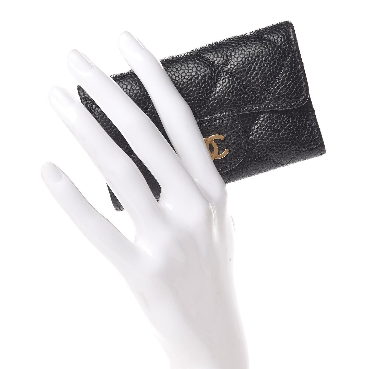 Caviar Quilted 6 Key Holder Black