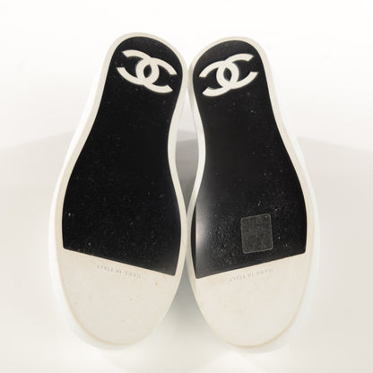 Chanel Leather Slip On Sneakers 37.5 White Black 5 of 13
