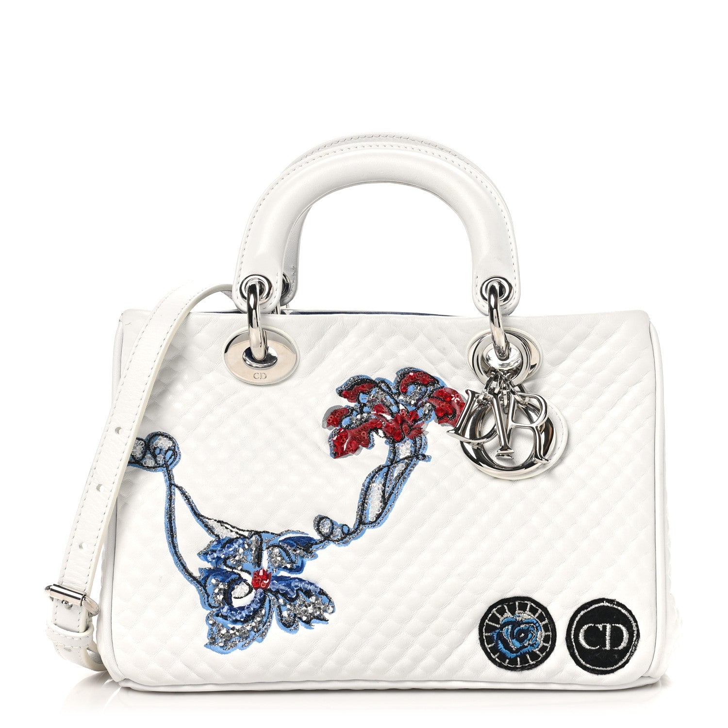 Christian Dior Bullcalf Microcannage Sequin Small Diorissimo Tote White 1 of 9