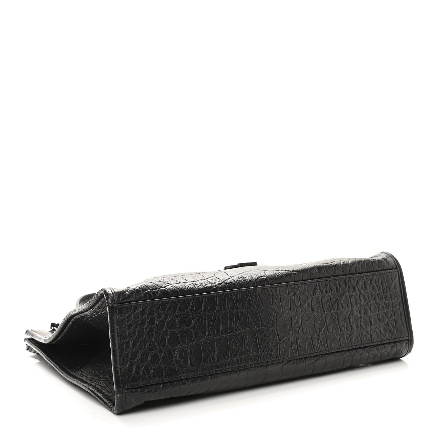 Calfskin Crocodile Embossed Monogram Medium Niki Shopping Bag Black
