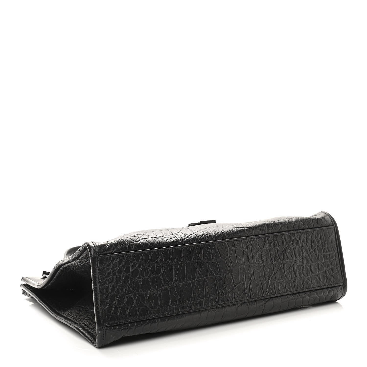 Saint Laurent Calfskin Crocodile Embossed Monogram Medium Niki Shopping Bag Black 3 of 9