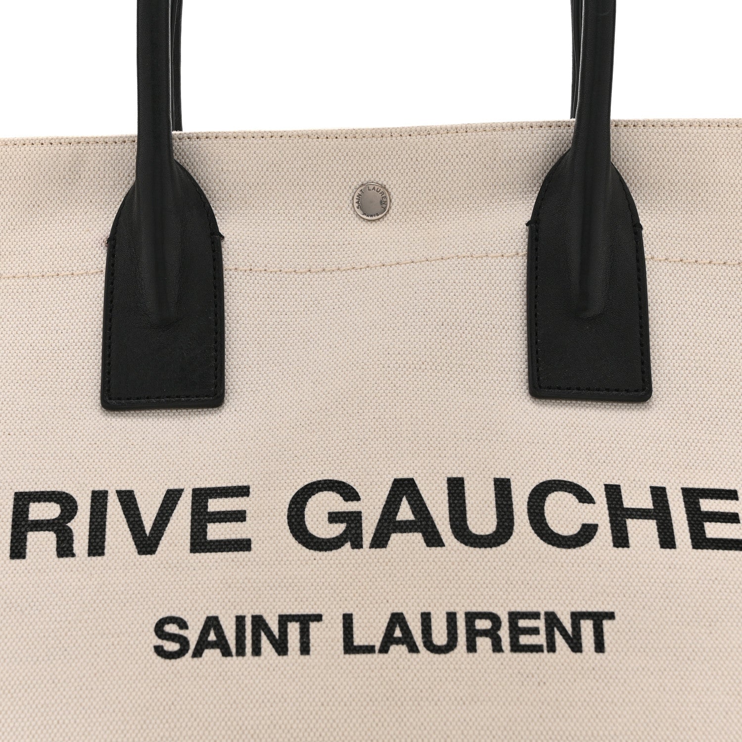 Saint Laurent Linen Calfskin Small Rive Gauche Tote Greggio Natural 8 of 10