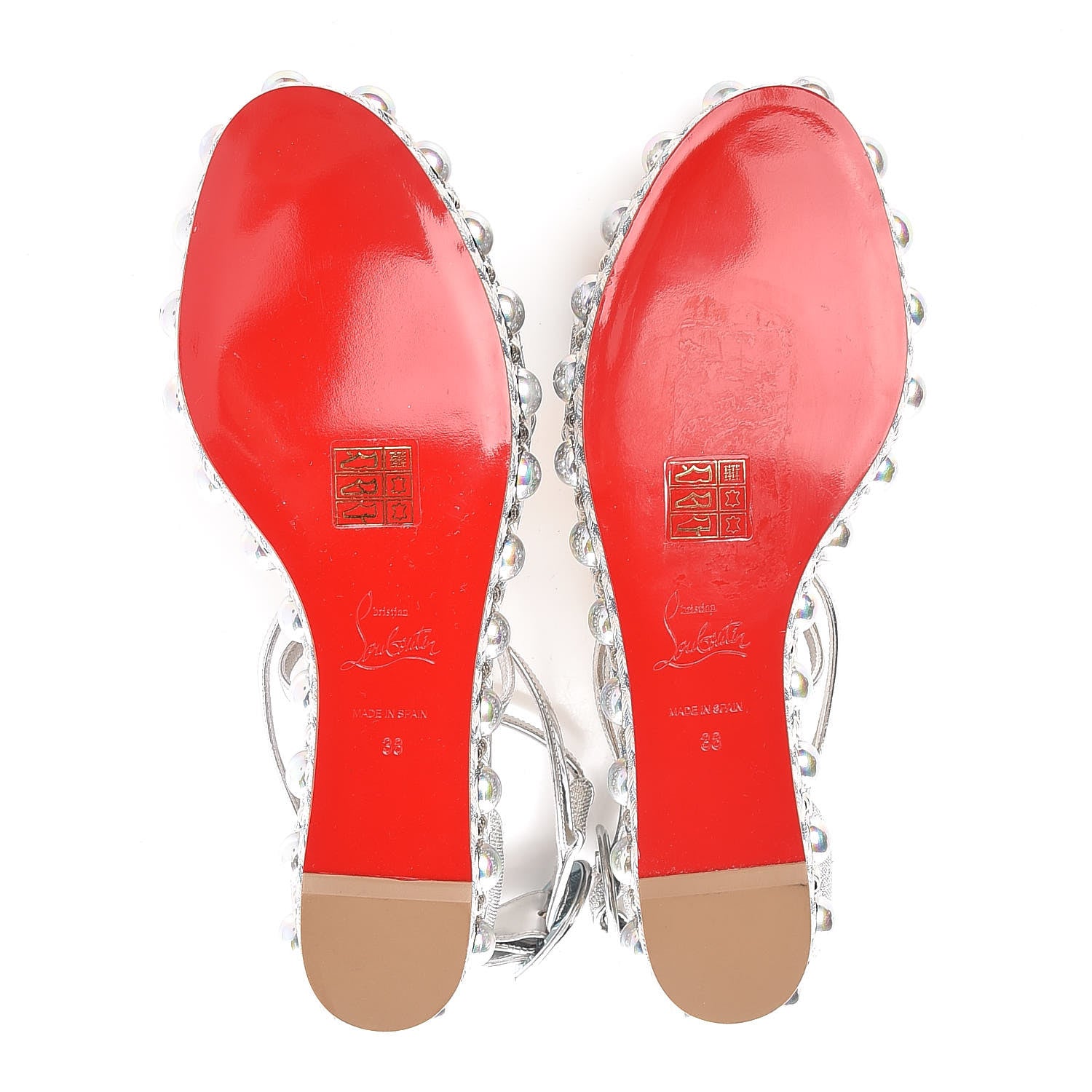 Christian Louboutin Crepe Satin Specchio Lurex Chocazeppa 60 Platform Sandals 38 Silver 5 of 7