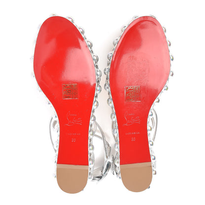 Christian Louboutin Crepe Satin Specchio Lurex Chocazeppa 60 Platform Sandals 38 Silver 5 of 7