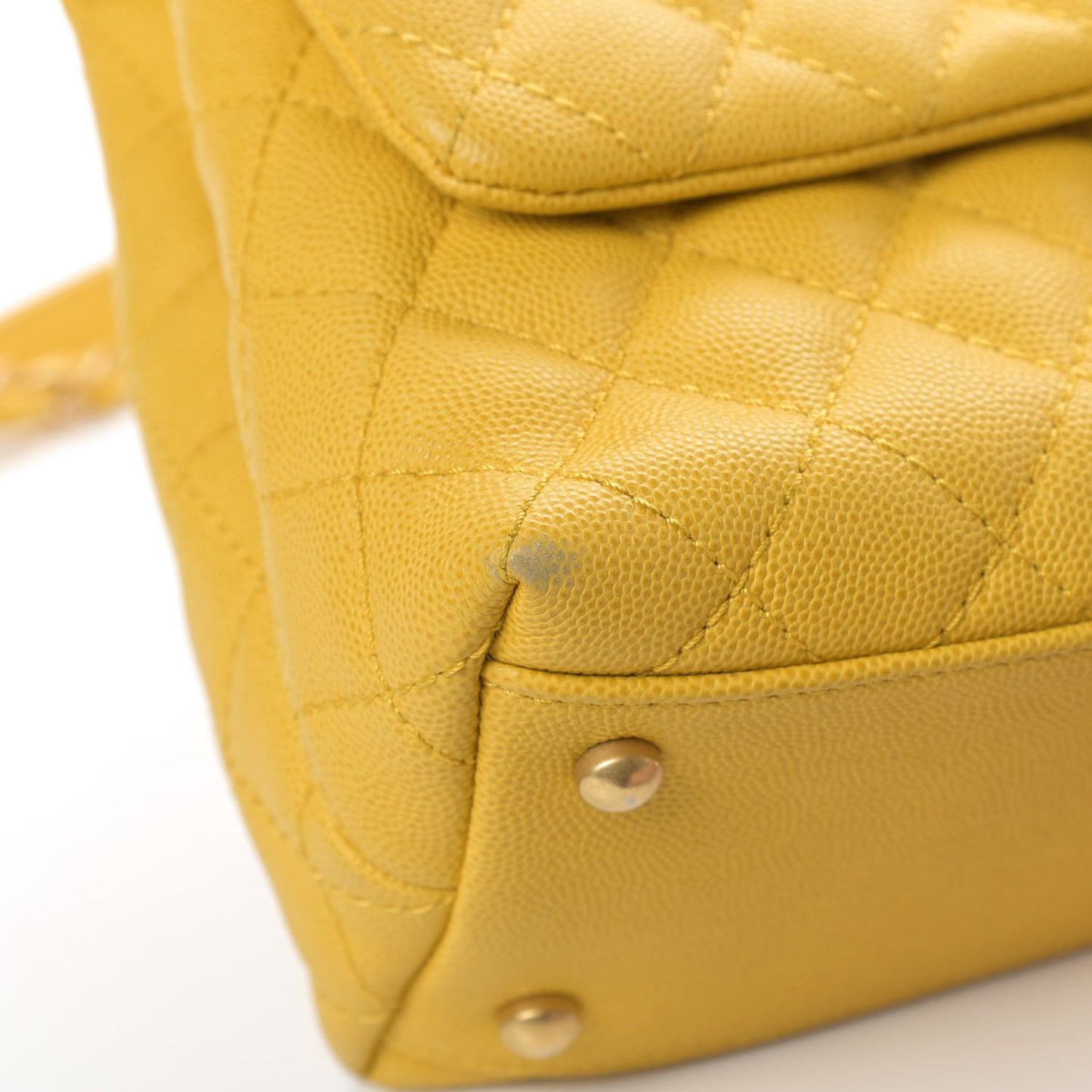 Caviar Quilted Small Coco Handle Flap Yellow