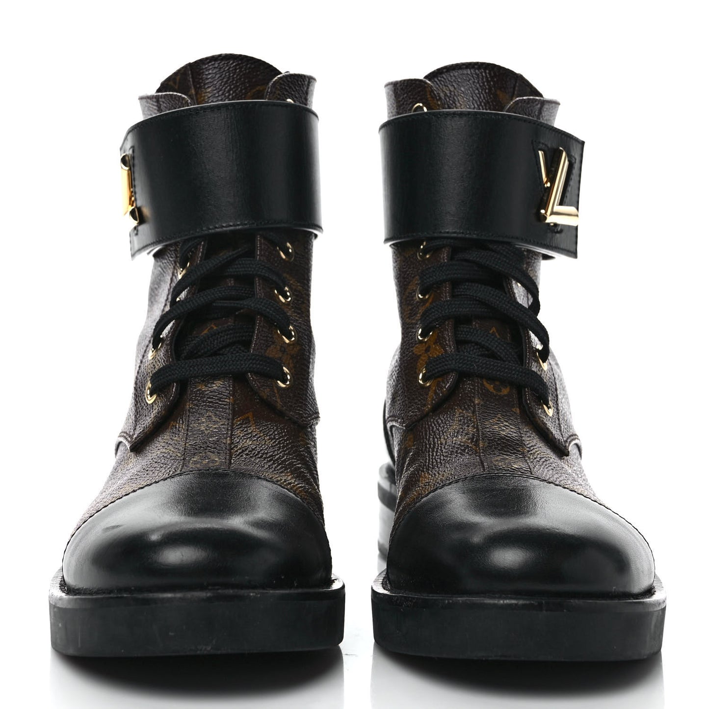 Calfskin Monogram Wonderland Flat Ranger Boots 38 Black