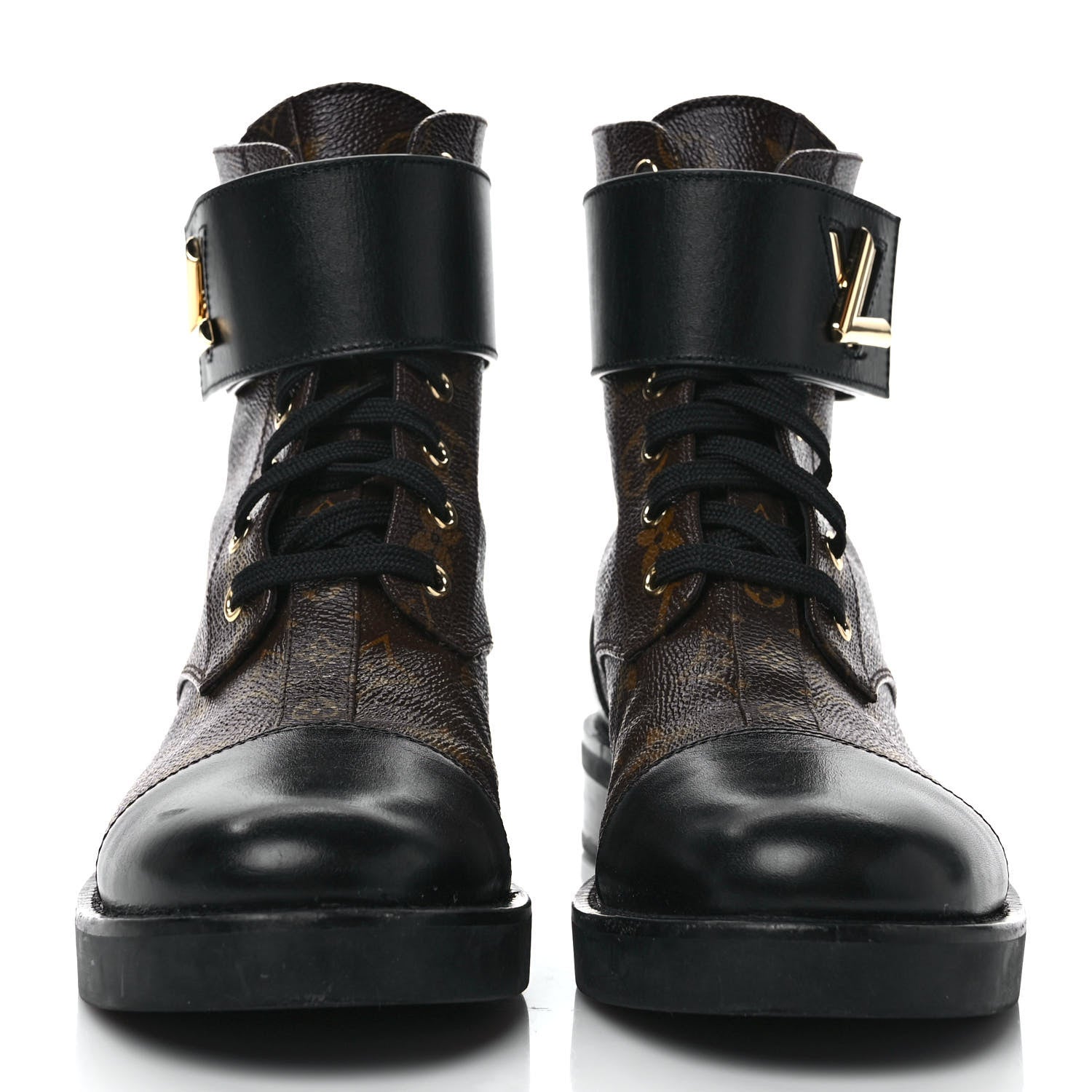 Louis Vuitton Calfskin Monogram Wonderland Flat Ranger Boots 38 Black 2 of 8