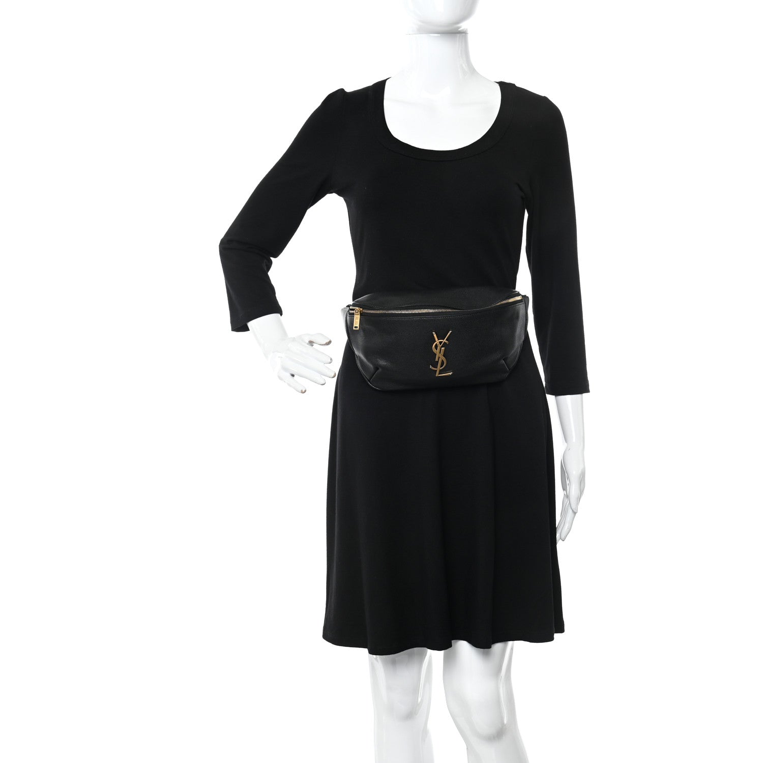 Saint Laurent Grain De Poudre Monogram Belt Bag Black 2 of 15