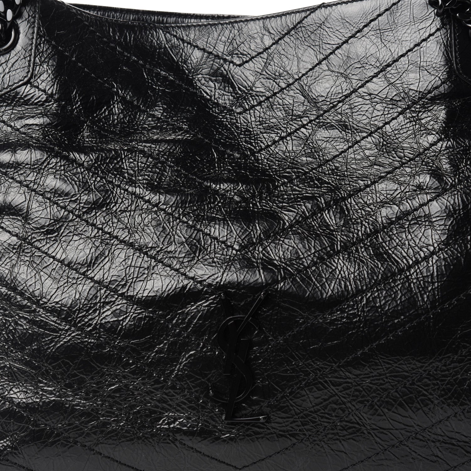 Saint Laurent Crinkled Calfskin Matelasse Monogram Medium Niki Shopper Tote Black 9 of 9