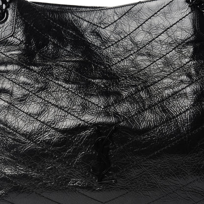 Saint Laurent Crinkled Calfskin Matelasse Monogram Medium Niki Shopper Tote Black 9 of 9