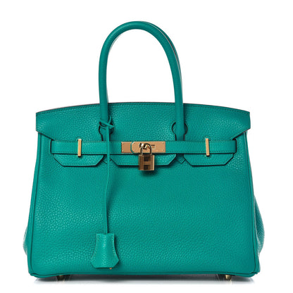 Hermes Taurillon Clemence Birkin 30 Bleu Paon 1 of 30