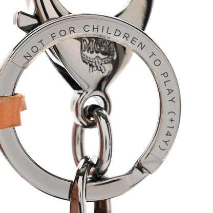 MCM Visetos Aviator Bear Key Ring Bag Charm Beige 4 of 4