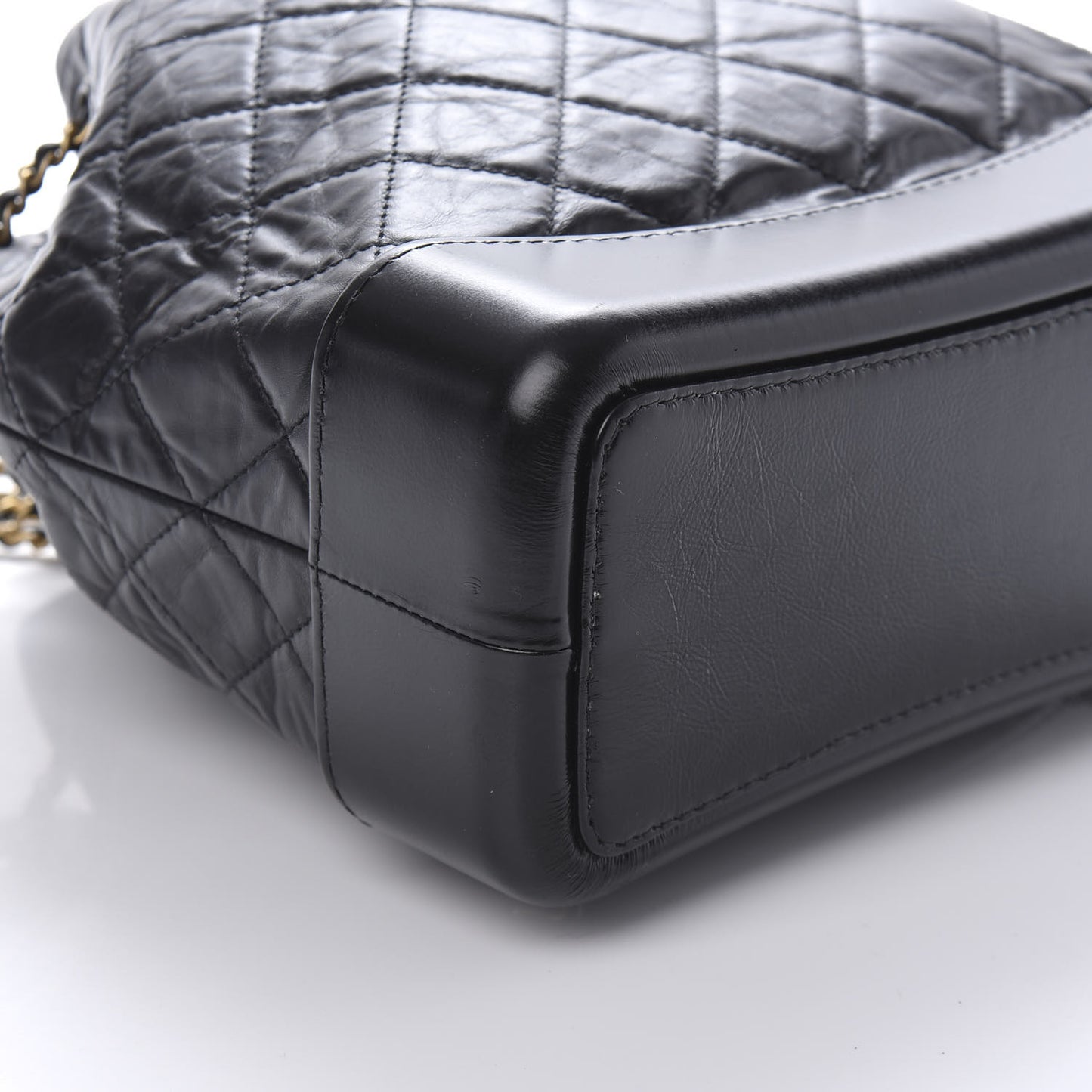 Aged Calfskin Quilted Gabrielle Backpack Black