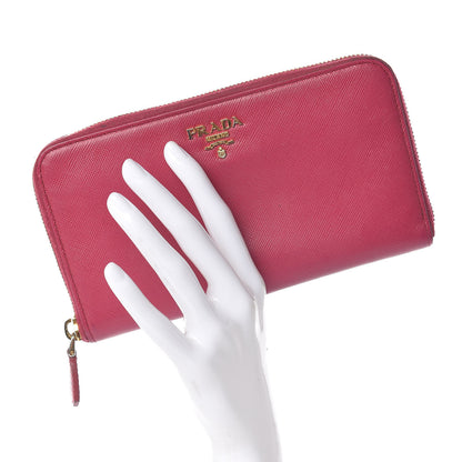 Prada Saffiano Zip Around Wallet Peonia 2 of 17