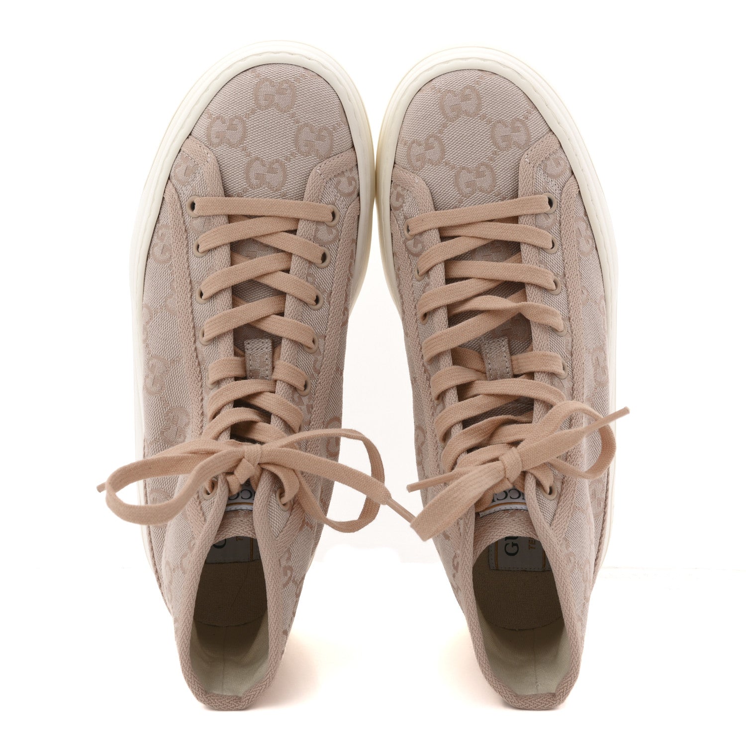 Gucci New Canvas GG Monogram Womens Tennis 1977 High Top 55mm Platform Sneakers 38 Skin Rose Dark Skin Rose 2 of 8