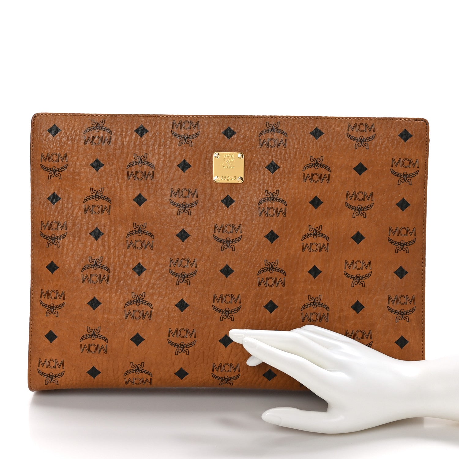 MCM Visetos Large Zip Pouch Cognac 2 of 10