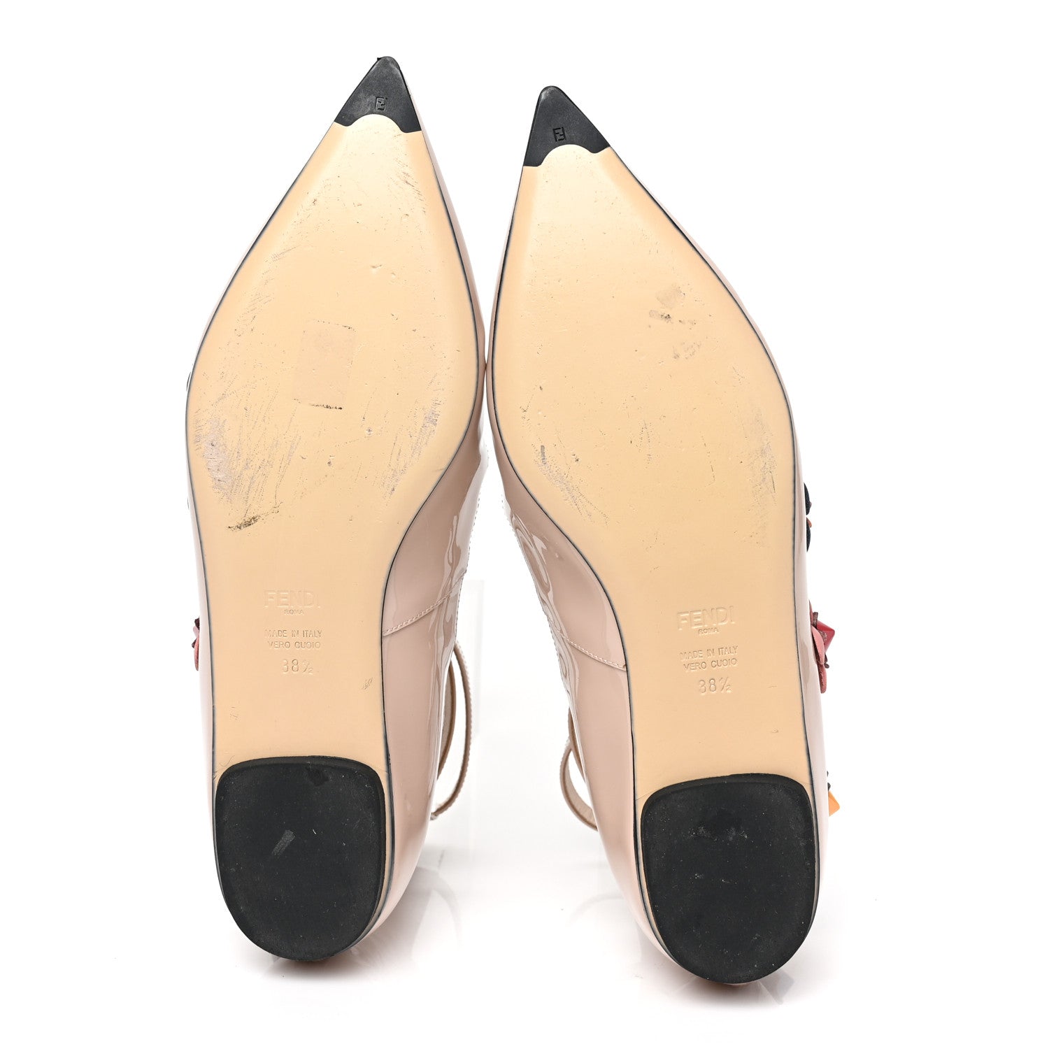 Fendi Patent Flowerland Strappy Flats 38.5 Nude 5 of 8