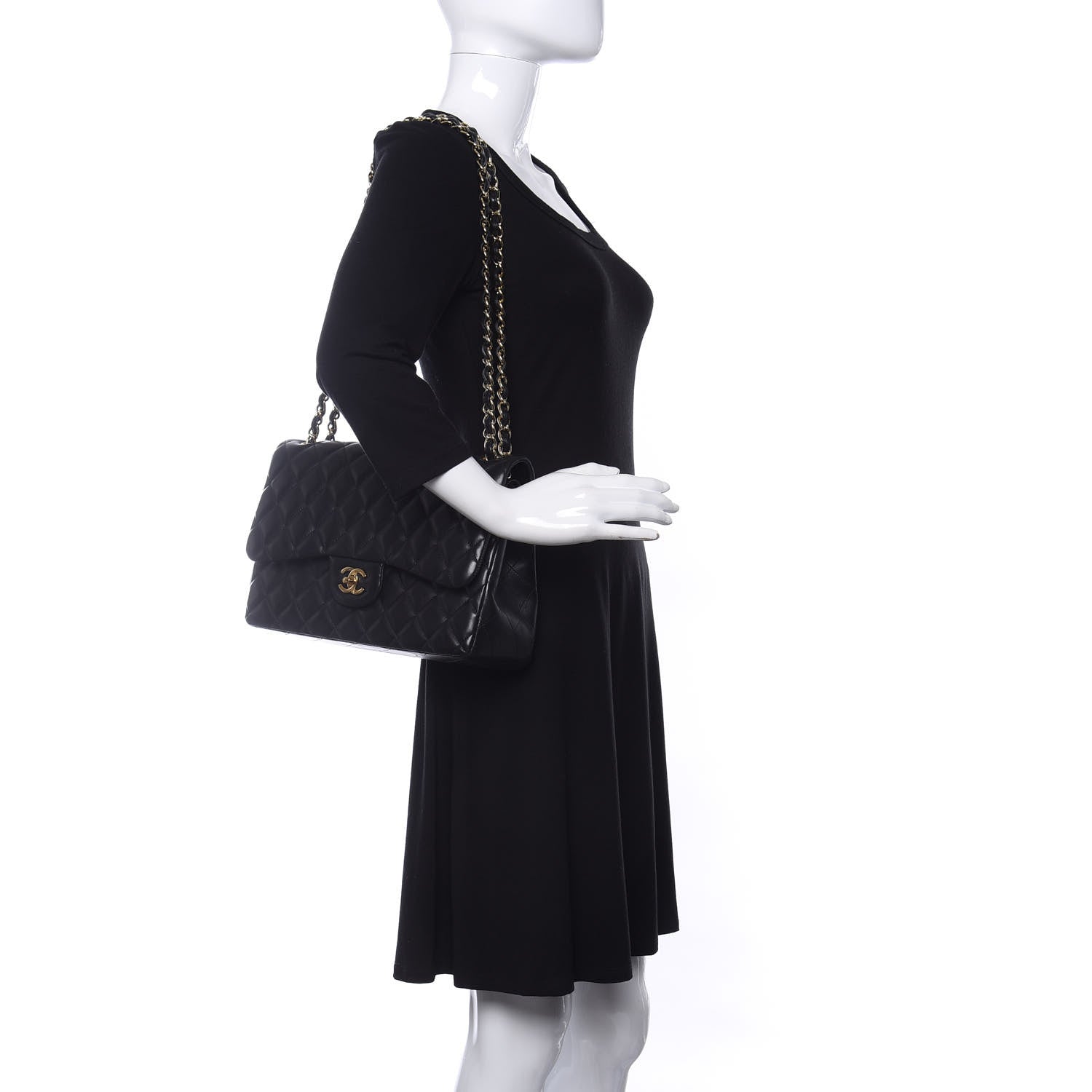Chanel Lambskin Quilted Jumbo Double Flap Black 2 of 10