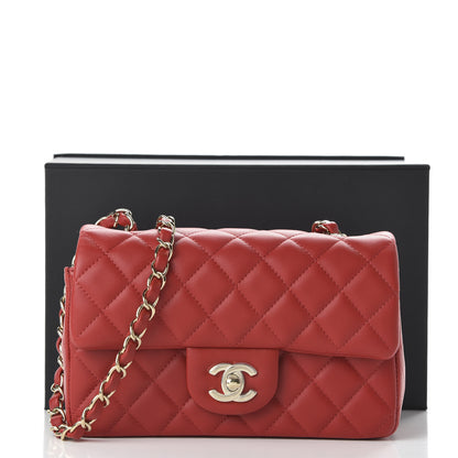 Chanel Lambskin Quilted Mini Rectangular Flap Red 11 of 11