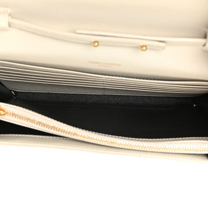 Saint Laurent Grain De Poudre Matelasse Chevron Monogram Chain Wallet Crema Soft 5 of 14