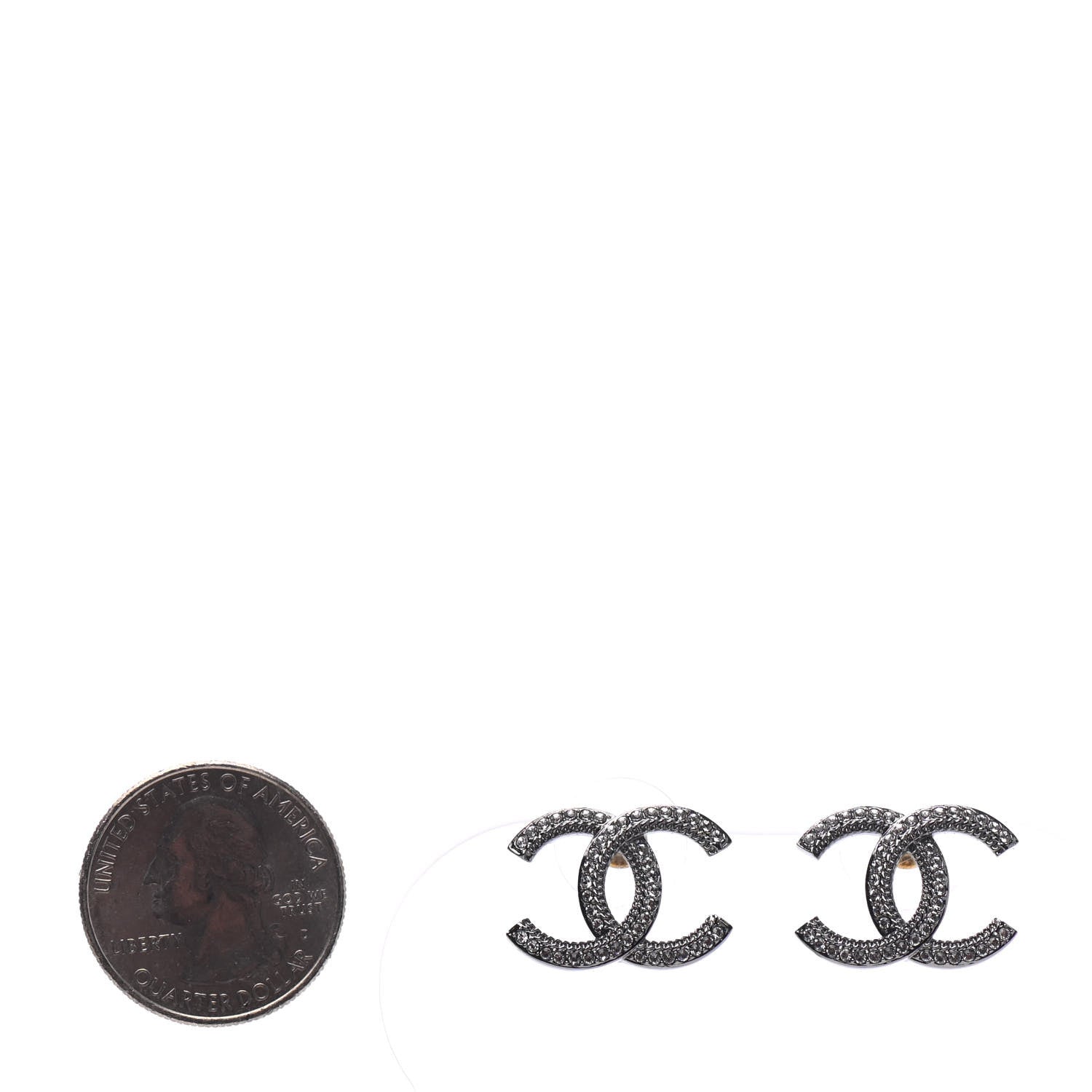 Chanel Ruthenium Crystal CC Earrings 2 of 4
