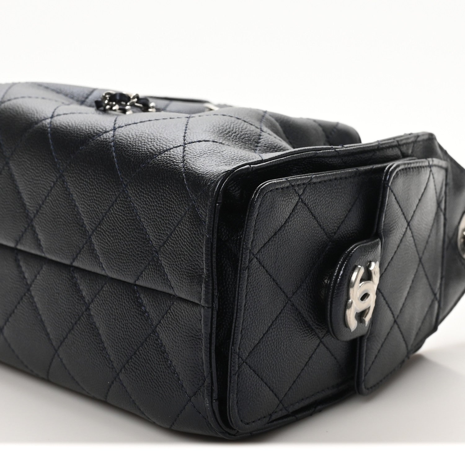Chanel Metallic Caviar Quilted Mini Chanel 25 Handbag Dark Blue 10 of 10